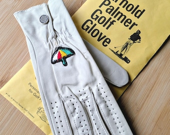 Gant de golf en cuir Arnold Palmer blanc - Cabretta, perforé, rétro, collection vintage