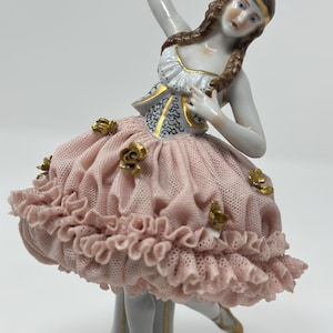 Antique German Dresden Lace Ballerina Figurine