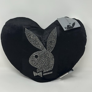 playboy heart shape pillow with silver rhinestone
