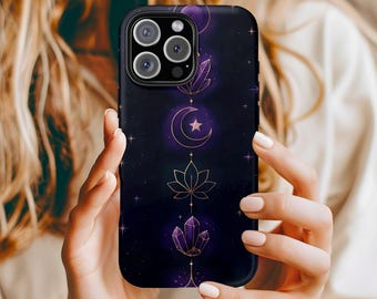 Celestial Phone Cover | Purple, Black & Gold Cell Phone Case