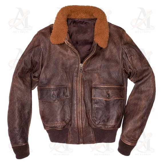 Mens Vintage G1 Flight Jacket Brown Distressed Leather Jacket