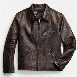 Men&#39;s Vintage Distressed Brown Leather Jacket | Genuine Leather Motorcycle Celebrity Jacket | Cafe Racer Biker Style | Best Gift for Him