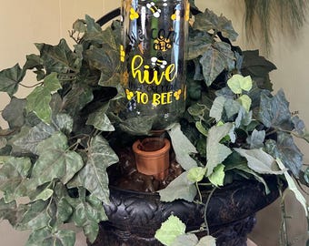 Bee Self Watering Plant Bottle with Terracotta Spike – Glass Plant Waterer