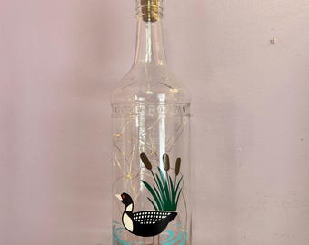 Loon Bottle Lamp /Farmhouse Lighted Bottle