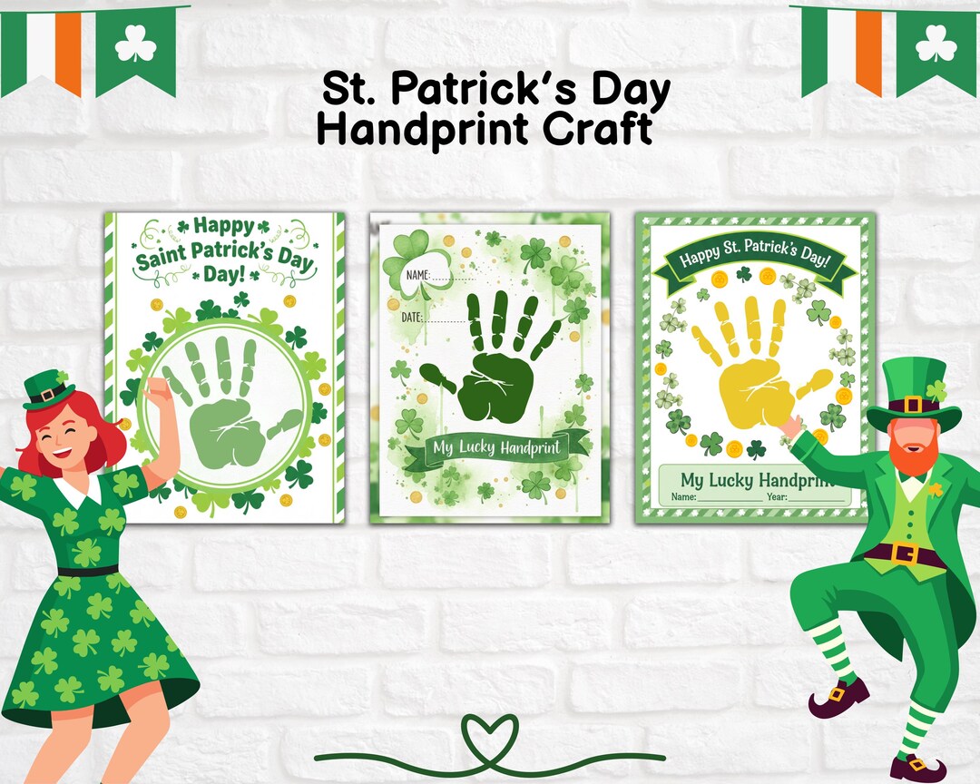 Patrick Handwork St Patrick’s Day Handprint Art Printable Bundle | Lucky Handprint ...