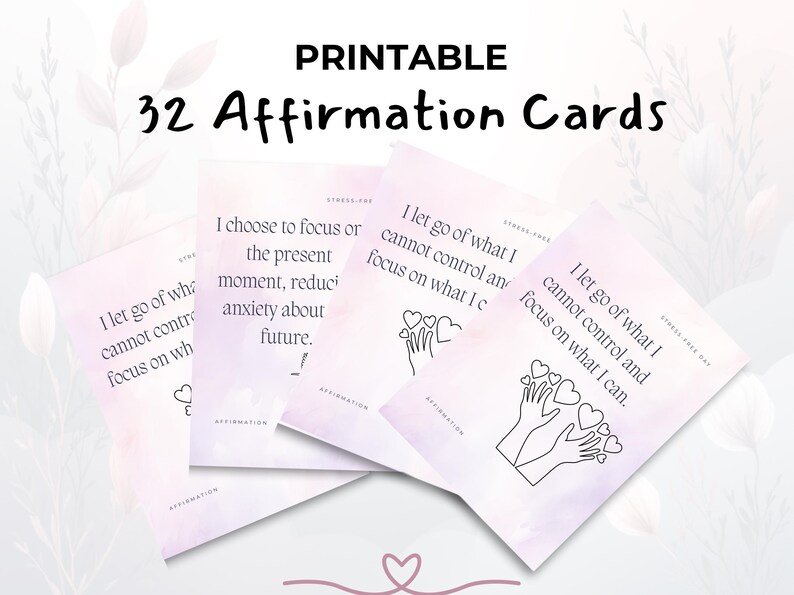 Printable Affirmation Cards | 32 Positive Self Care Cards | Motivation ...