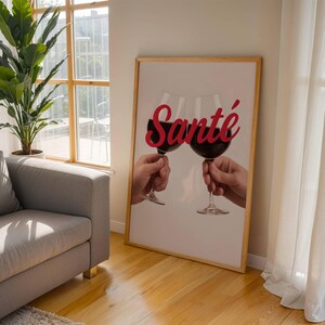 Santé Wine Art Print: French Red Wine Poster (Digital Download)