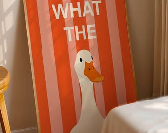 Funny Pink Duck Art Print: Humor Wall Decor (Digital Download)