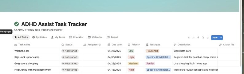 ADHD Assist Task Tracker - Etsy