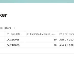 May include: A screenshot of an ADHD Assist Assignment Tracker. The tracker includes columns for assignment name, status, class, due date, estimated minutes, completion date, priority, effort level, and task type. The text "ADHD Assist Assignment Tracker" is at the top.