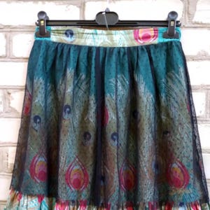 Desigual Turquoise Flowy Festival Hippie Skirt Size M