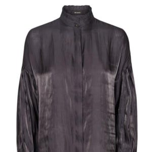 Mos Mosh Dark Gray Organza Elegant Blouse Size M