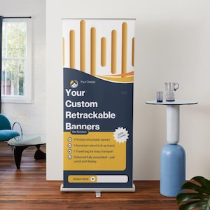 Custom Retractable Banner Printing – 33x79 Roll Up Banner – Canva Design Banner – Trade Show Display – Printed & Shipped to Door