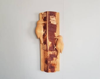 Lovely handmade wood wallhanging with birds  from Sweden