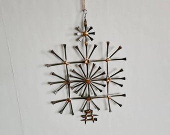Wonderful round handmade horse shoe nail big mobile/ornament from Sweden