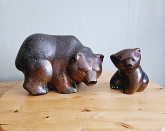 Mid century bear family retro / ceramic / pottery  / ceramic table decor / from Nittsjö, Sweden