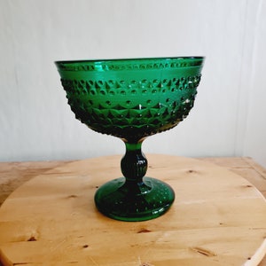 Lovely stylish big green glass  bowl mid century glass /