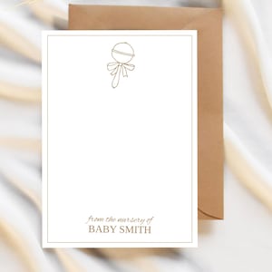 Thank You Card Custom Baby Shower Stationery Personalized From The Nursery Of Note Minimalist Newborn Gift for New Parent Baby Gift New Mom