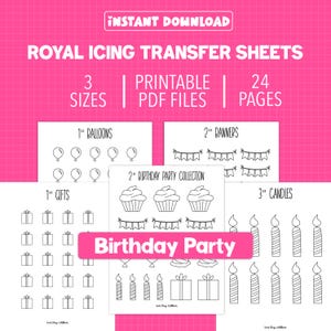 Birthday Party Royal Icing Transfer Sheets Birthday Celebration Icing Decorations for Party Decor for Cake Decorating Sheets for Icing Sheet
