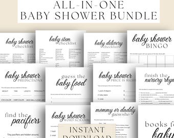 Baby Shower Bundle Printable Baby Shower Games Instant Download Baby Shower Sign Checklist for Baby Shower Game Idea Baby Shower Printable