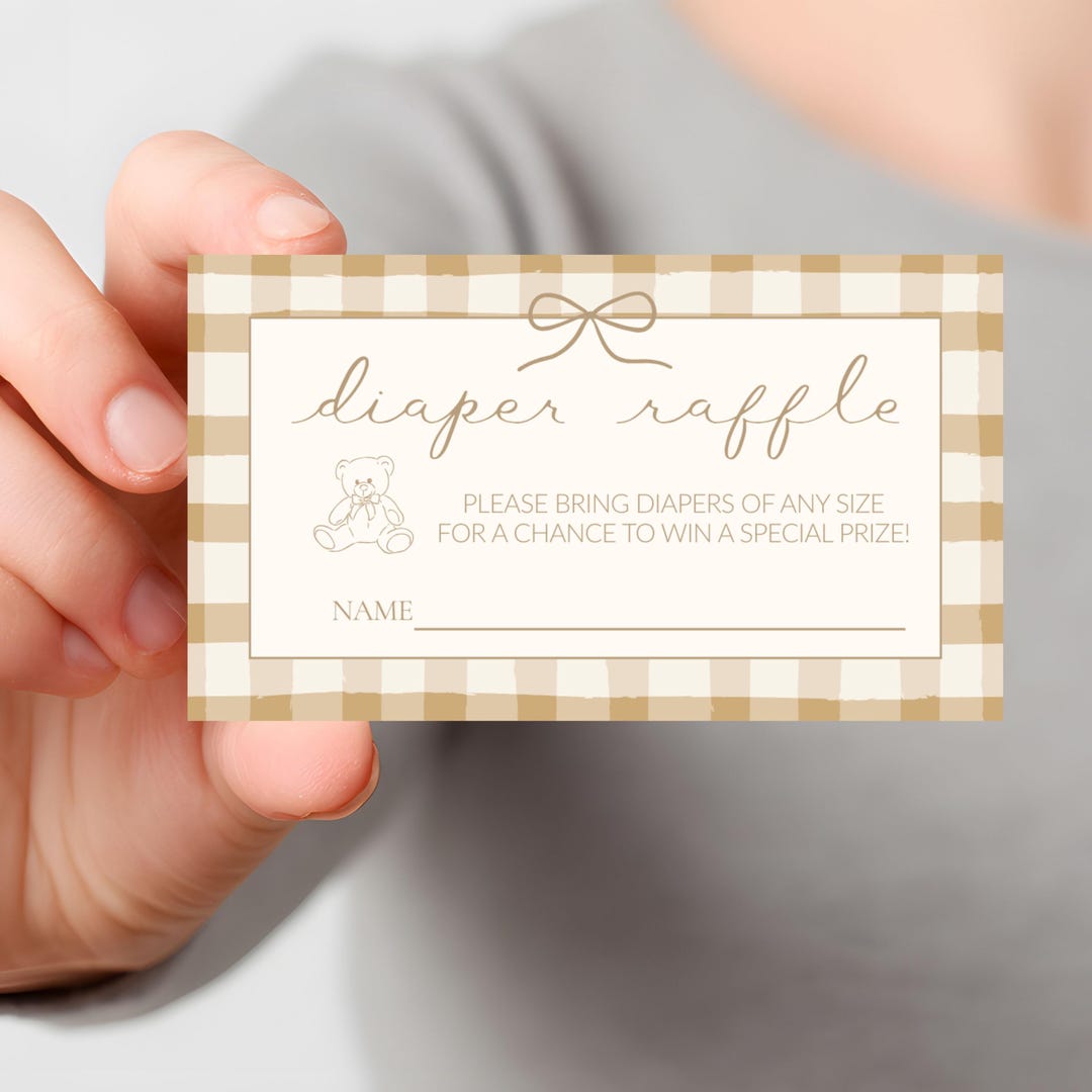 Diaper Raffle Entry Card for Baby Shower Game Diaper Raffle Card Shower ...