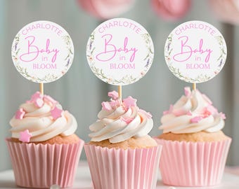 Baby in Bloom Cupcake Toppers for Baby Shower Baby in Bloom Toppers for Shower Cupcake Toppers Wildflower Baby Shower Toppers for Cupcakes