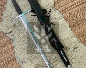 Handmade Decorative Knight Sword: Carbon Steel Cosplay Prop with Leather Scabbard