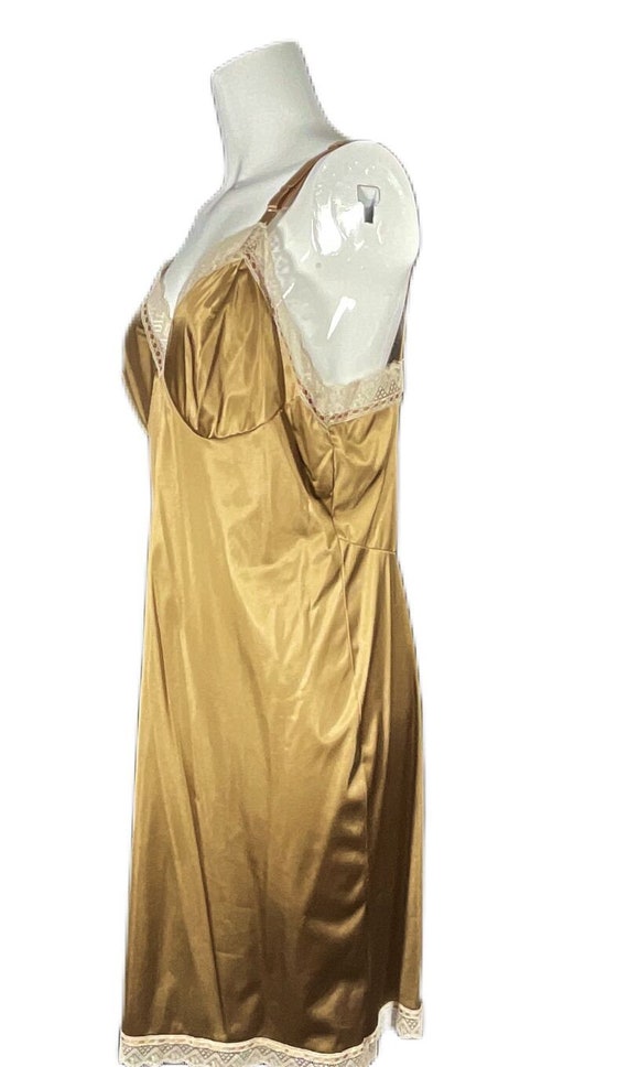 Shiny Vintage Bronze Nylon Full Slip Beautiful La… - image 3