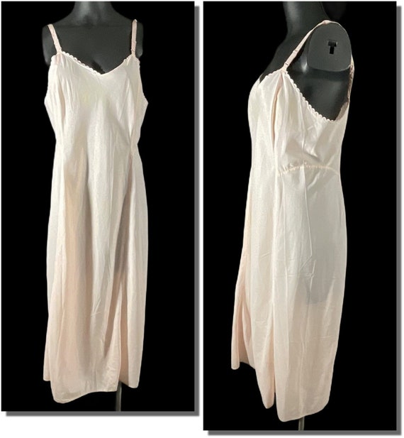 Vintage 1940s Baby Pink Rayon Satin Slip Dress Sim