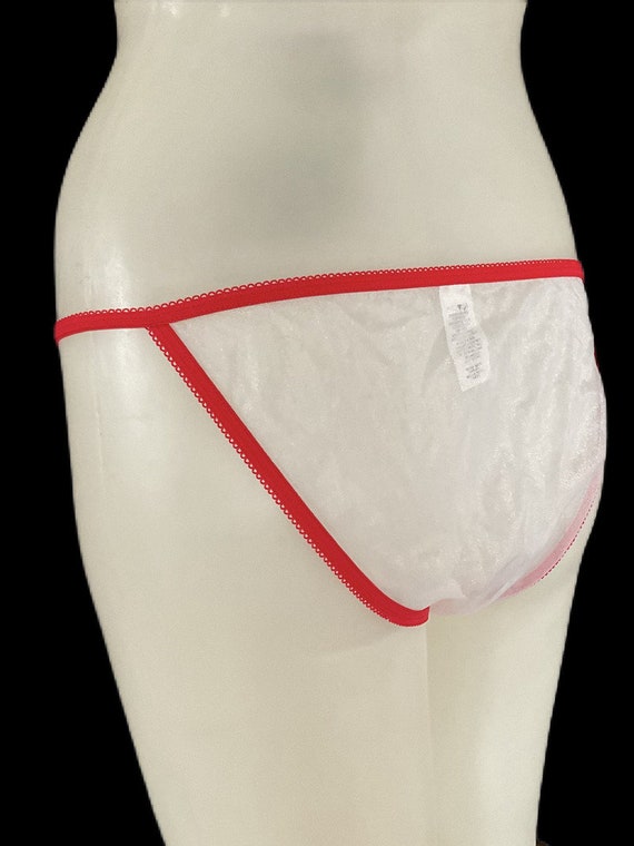 Vintage Sheer White Nylon Chiffon String Bikini P… - image 5