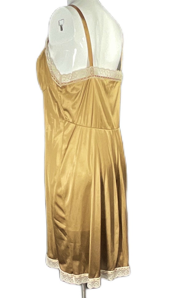 Shiny Vintage Bronze Nylon Full Slip Beautiful La… - image 4