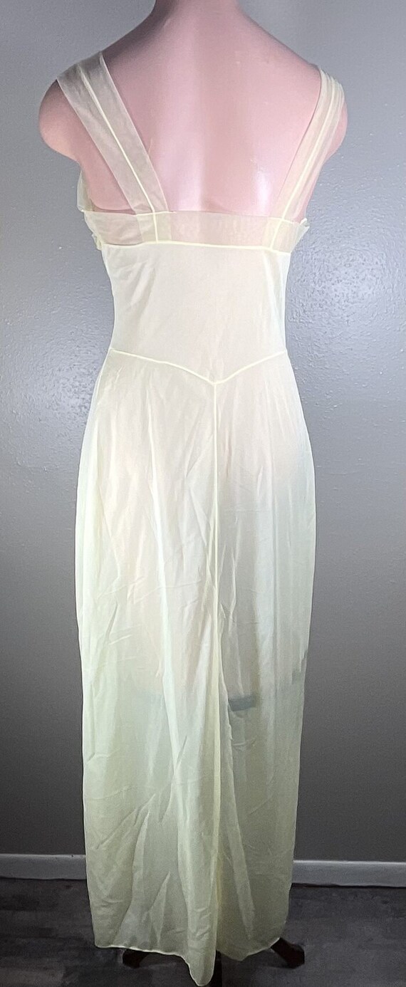 Beautiful Lemon Nylon Tricot Vintage Gown With Ch… - image 8