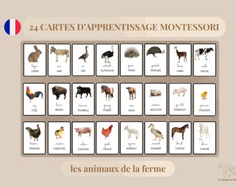 Montessori-Bauernhoftierkarten – 24 druckbare Lernkarten – Kinderlernen – PDF