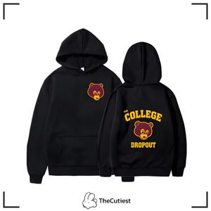 Kanye West College Dropout Unisex Hoodie, Bear Graphic Sweatshirt, Casual Streetwear, Gift for Fans, Oversized Hoodie, Trendy Apparel
