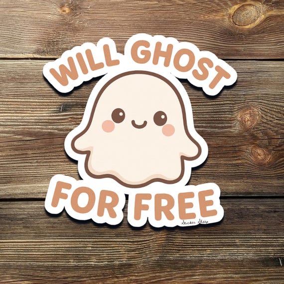 Will Ghost For Free Sticker: Kawaii Ghost Vinyl Decal