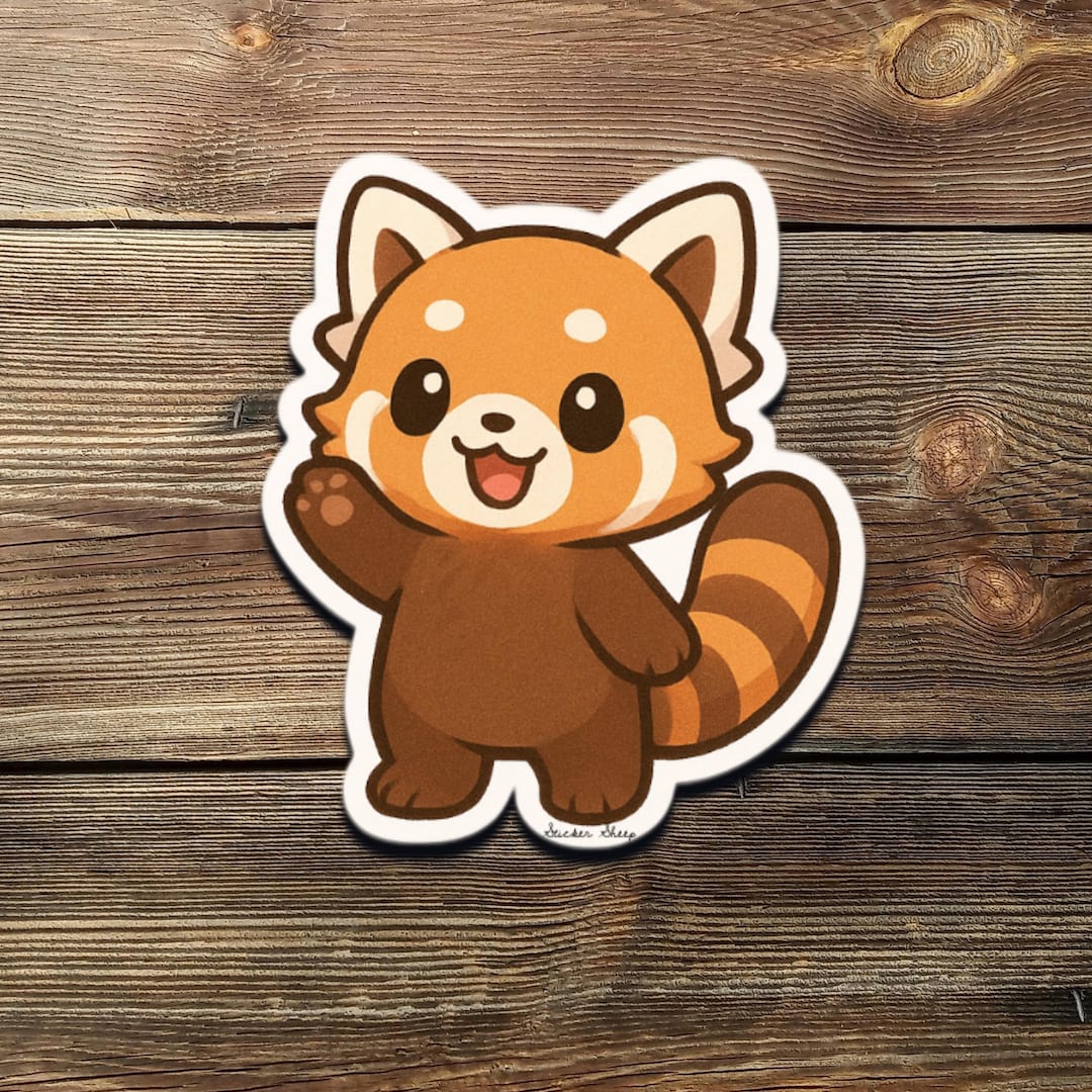 Chibi Red Panda Sticker – Cute Kawaii Animal Vinyl Decal for Laptop ...
