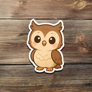 Chibi Owl Sticker – Cute Kawaii Woodland Owl Vinyl Decal for Laptop, Journal, Water Bottle | Adorable Animal Bird Lover Gift