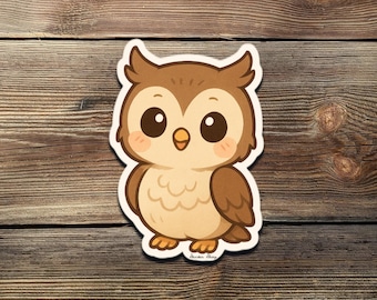 Chibi Owl Sticker – Cute Kawaii Woodland Owl Vinyl Decal for Laptop, Journal, Water Bottle | Adorable Animal Bird Lover Gift