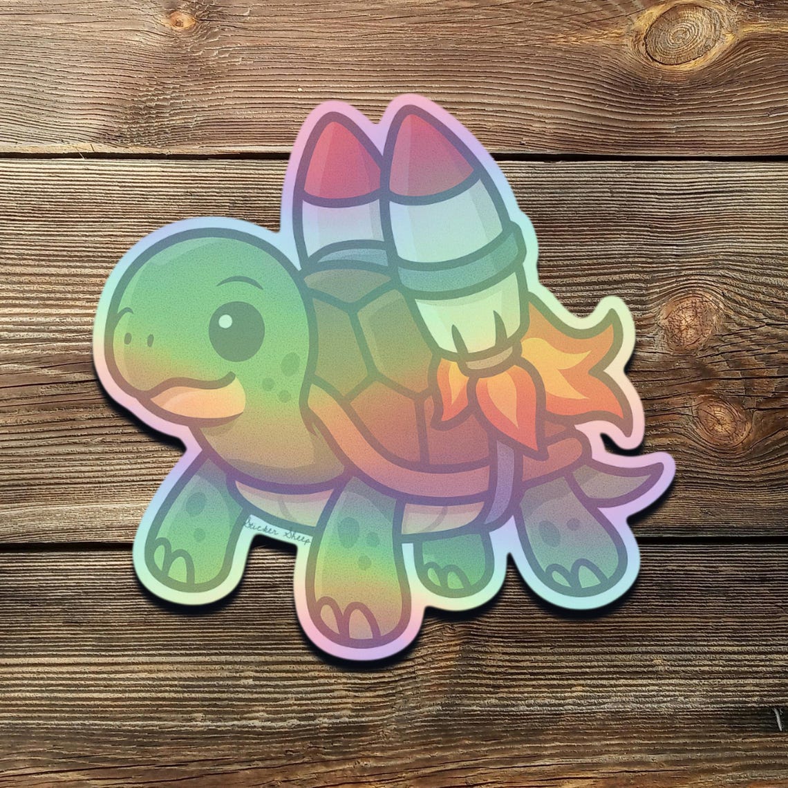 Turtle Rocket Shell Rocket Turtle Sticker – Cartoon Turtle Vinyl Decal With Jetpack Shell ...