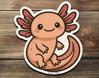 Kawaii Axolotl Vinyl Sticker | Pink, Waterproof Decal