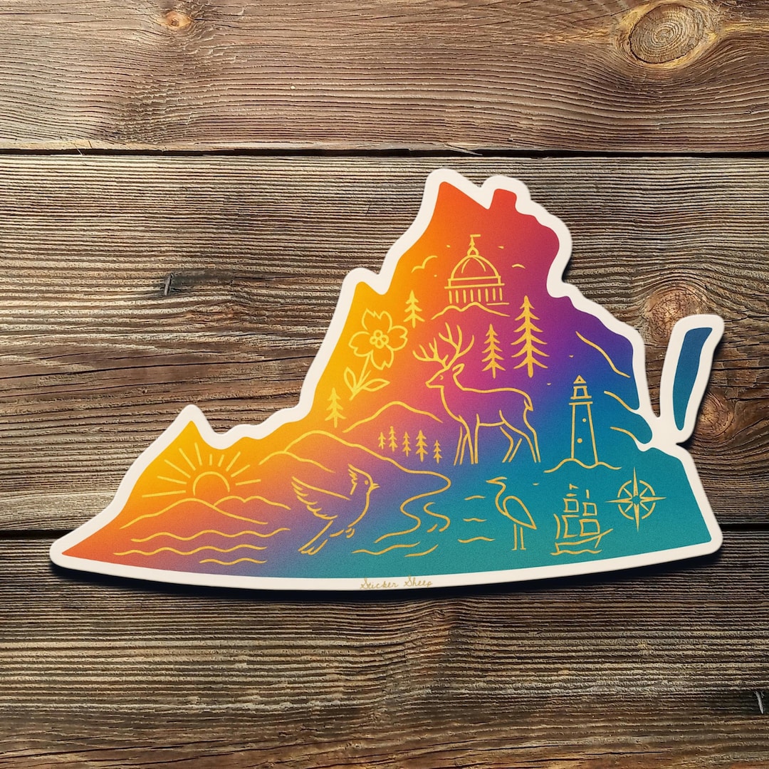 Virginia Sunset Vinyl Sticker: Deer, Lighthouse, Capitol Design - Etsy