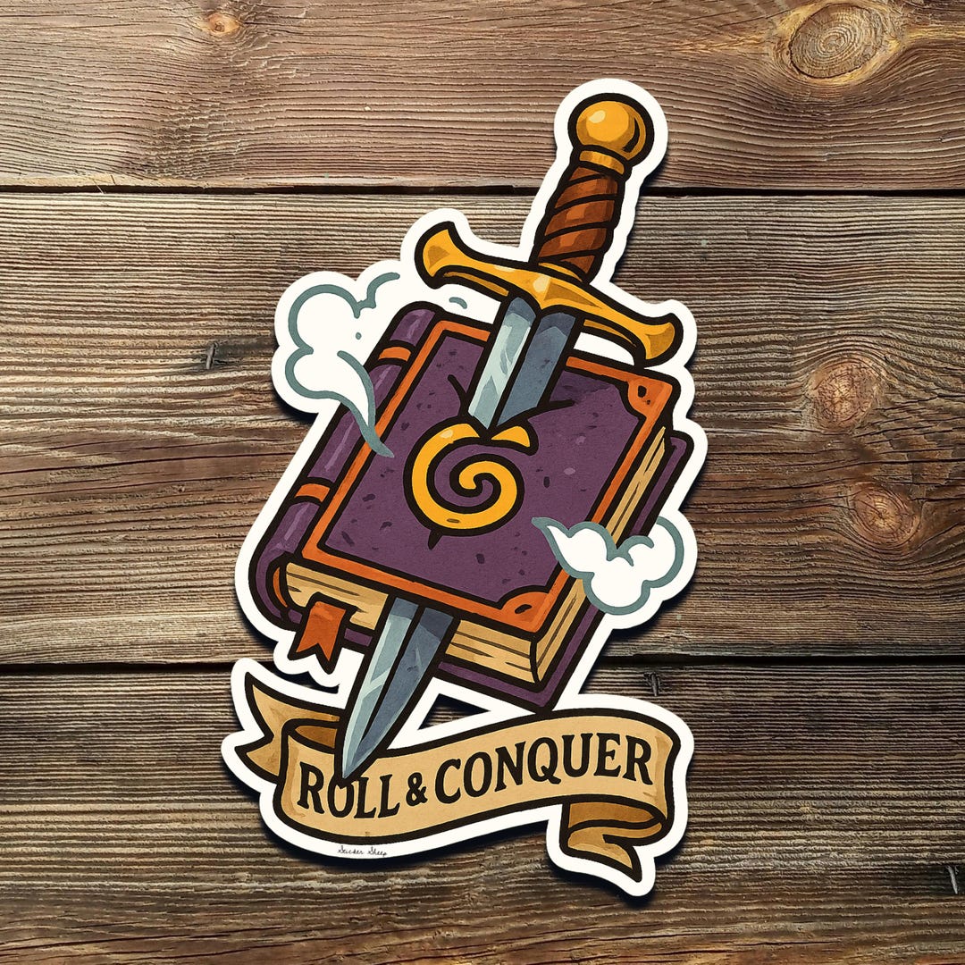 Fantasy RPG Sticker: Sword & Book Vinyl Decal - Dnd Gamer Gift - Etsy
