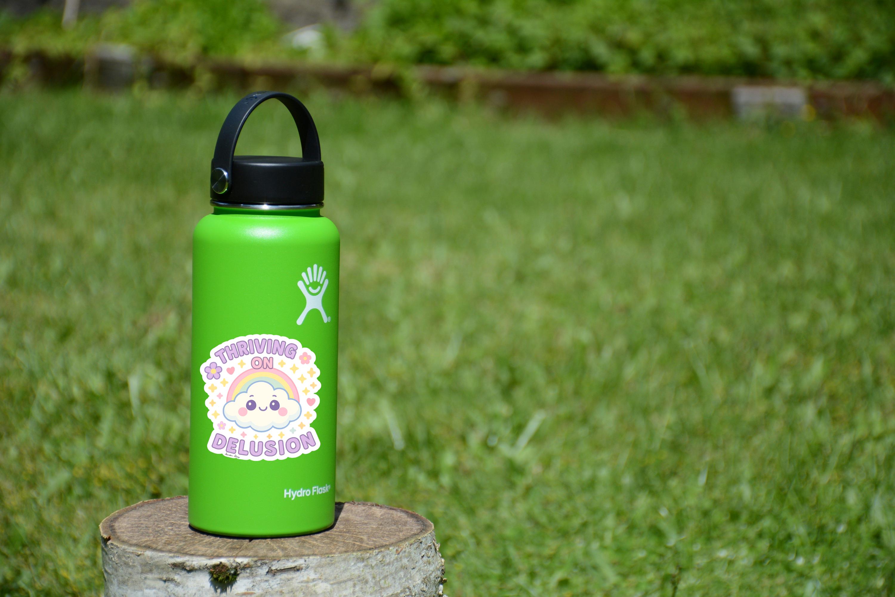 Delusion Graphics Sticker Thriving on Delusion Sticker: Kawaii Cloud Rainbow Vinyl Decal - Etsy