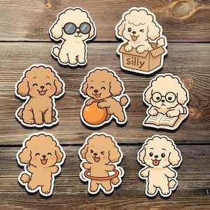 Poodle Sticker Pack – Cute Chibi Poodle Dog Vinyl Decals | Kawaii Puppy Stickers for Journals, Water Bottles, Scrapbooking