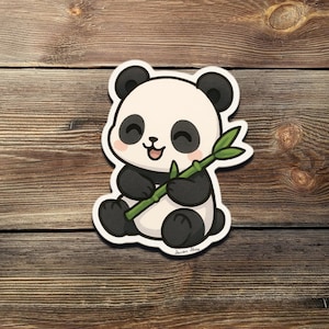 Chibi Panda Sticker - Süßer Kawaii Bambus Panda Vinyl Aufkleber für Laptop, Wasserflasche, Journal | Entzückendes Tier-Liebhaber-Geschenk
