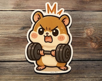 Funny Hamster Gym Sticker: Kawaii Workout Motivation Vinyl Decal