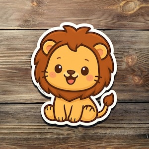 Kawaii Lion Sticker: Waterproof Vinyl Decal for Laptop, Water Bottle