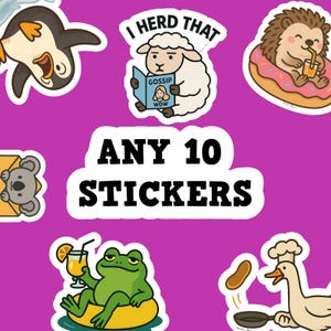 Any 10 Vinyl Stickers - Custom Sticker Pack - Choose Your Own Bundle - Perfect Gift for Laptops, Planners, Water Bottles, Stanley and More