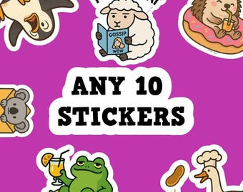 Custom Sticker Pack: Choose Any 10 Matte Vinyl Stickers
