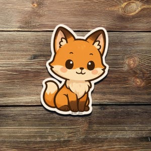 Cute Chibi Fox Sticker – Kawaii Animal Vinyl Decal for Laptop, Water Bottle, or Notebook | Woodland Forest Fox Gift